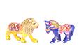 HANDPAINTED MEENAKARI METAL MINI HORSE & LION